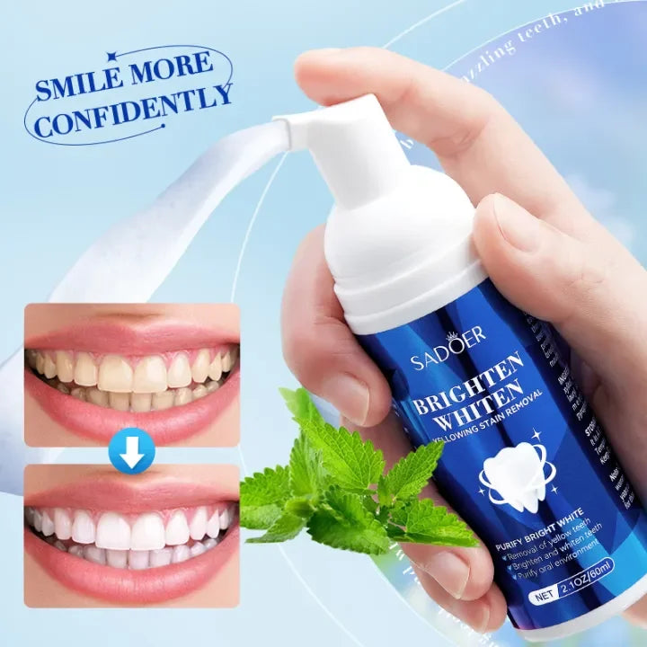 SADOER Brighten Whiten Tooth Cleaning Mousse Clean Tartar Gums Fresh Mouth Toothpaste 60ml