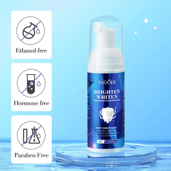 SADOER Brighten Whiten Tooth Cleaning Mousse Clean Tartar Gums Fresh Mouth Toothpaste 60ml