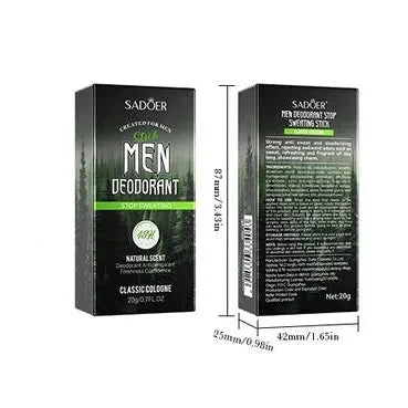 SADOER Men's Anti Sweating Cream Stick Deodorant Classic Cologne