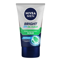 Nivea Men Bright Oil Clear Pore Minimizing Scrub, Air Cool Mint Crystal+ Vitamin C, 100ml