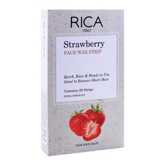 Rica Strawberry Face Wax Strip, 20-Pack, For Dry Skin