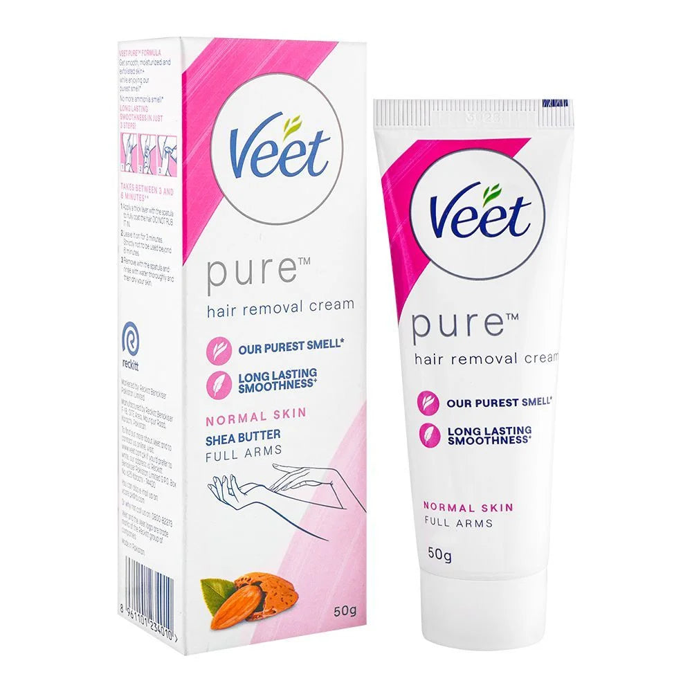 Veet Pure Shea Butter Normal Skin Hair Removal Cream, 50g - Full Arms