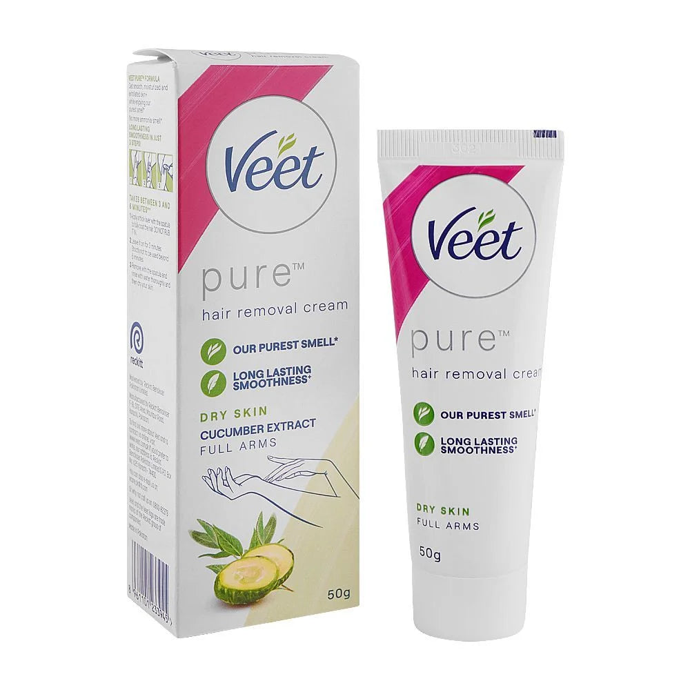 Veet Pure Cucumber Extract Dry Skin Hair Removal Cream 50ml - Full Arms