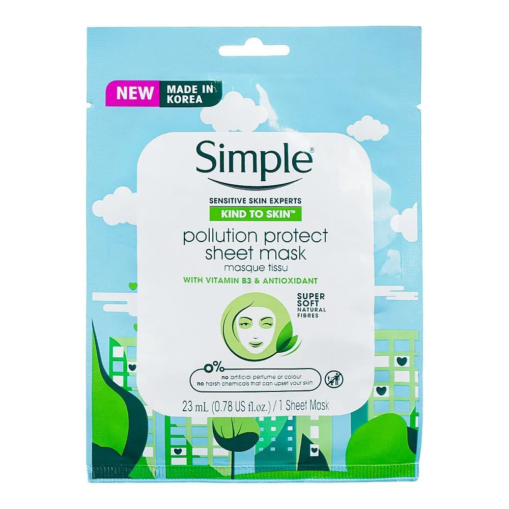 Simple Sensitive Skin Experts Vitamin B3 & Antioxidant Pollution Protect Sheet Mask