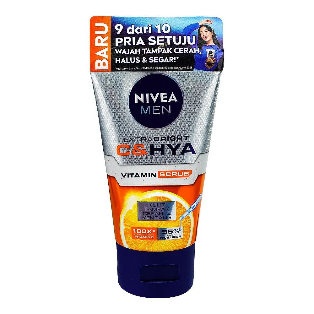 Nivea Men Extra Bright Vitamin-C & HYA Scrub, 100ml