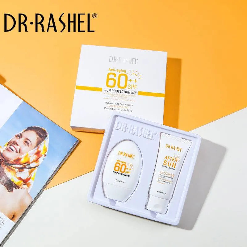 Dr.Rashel 2 PC Set Hydrating And Anti-Aging Sun Protection Cream Soothing & Cooliing Gel Kit 60SPF