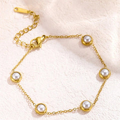 Stainless Steel White Pearl Bracelet for Women