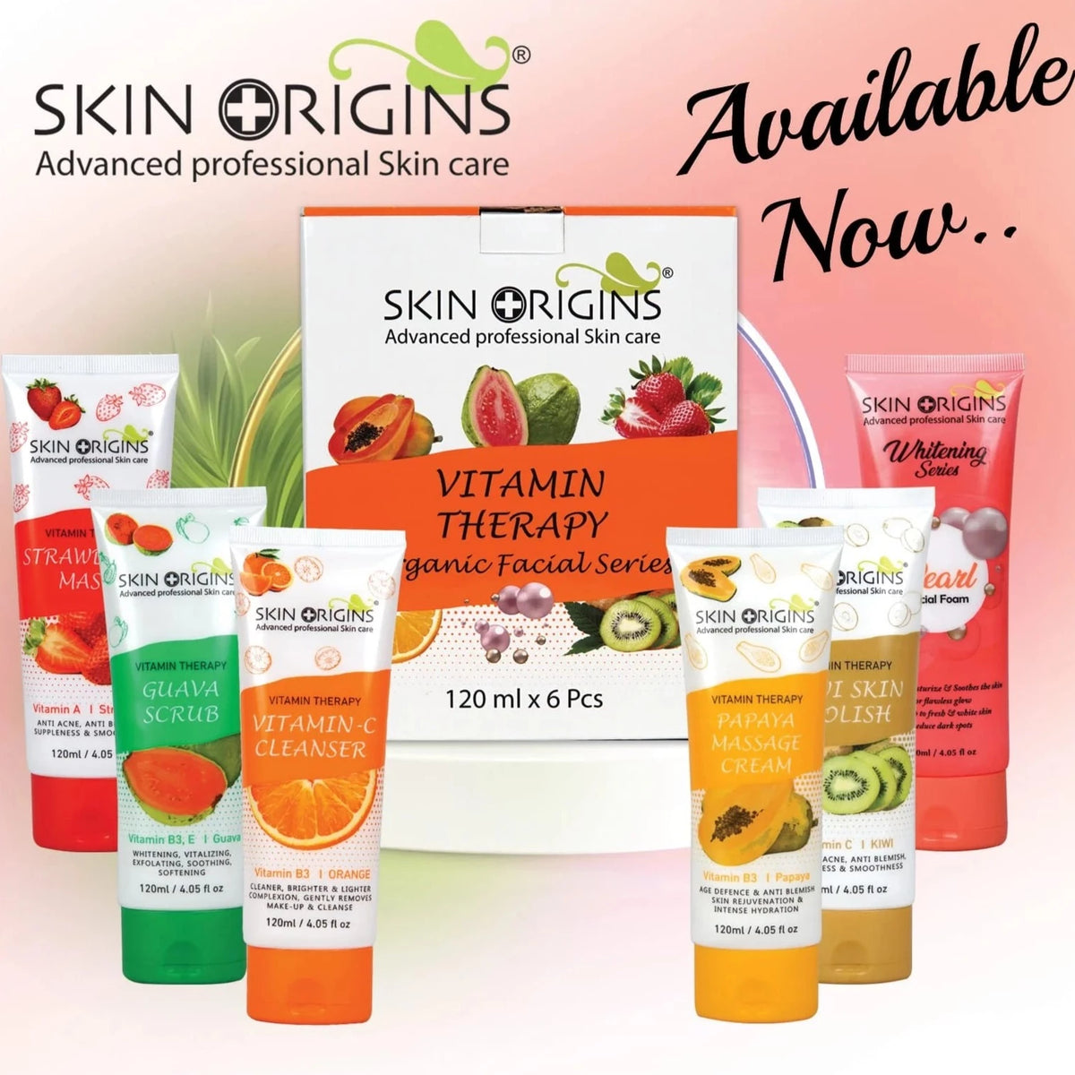 6pcs Skin Origins Vitamins Therapy 5 Steps Facial Kit (120ml)