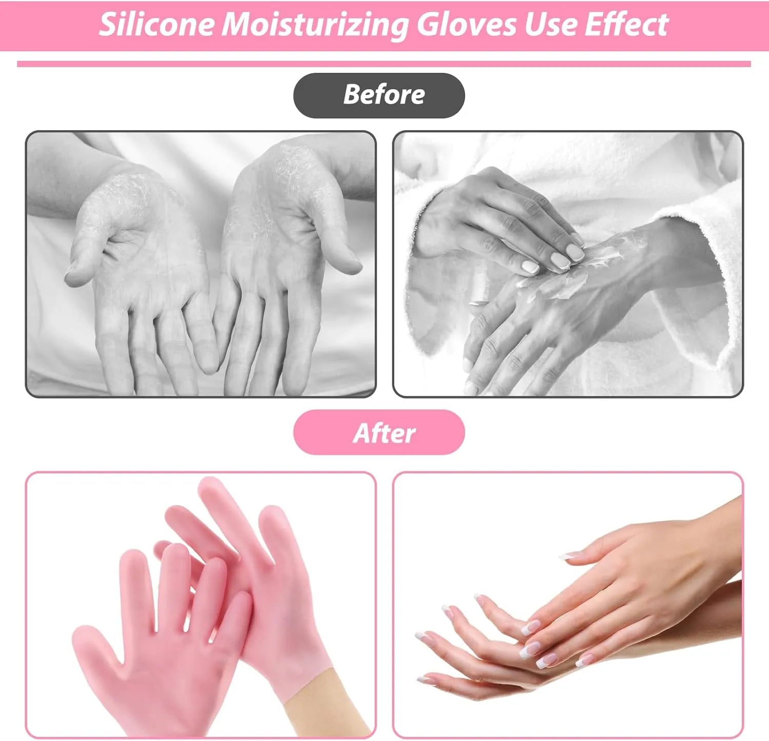 1 Pair Reusable Gel Silicone Hand Gloves