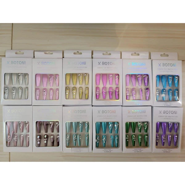 Pack of 12 X- Botoni Artifical Press On Nails