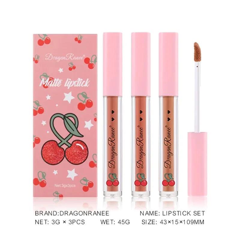 3 Pcs Dragon Ranee Ice Love Little Smoke Tube Lipstick