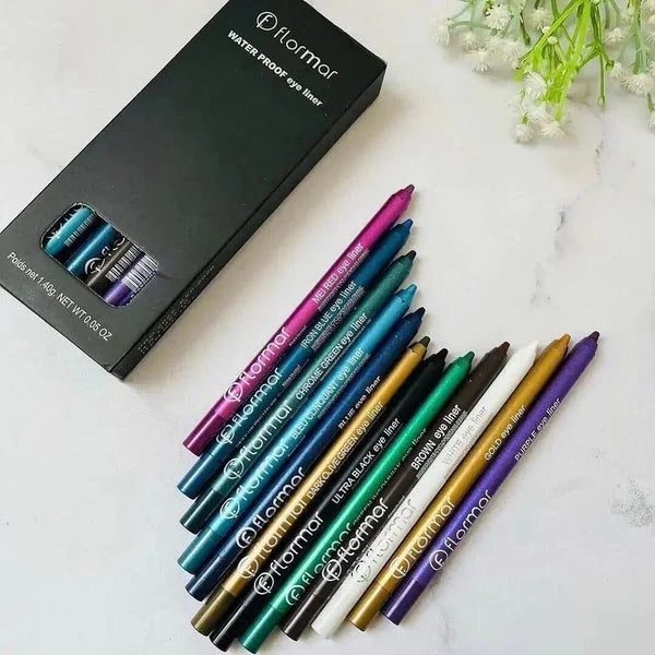 Flormar Pack of 12 Waterproof Pencil Eyeliners