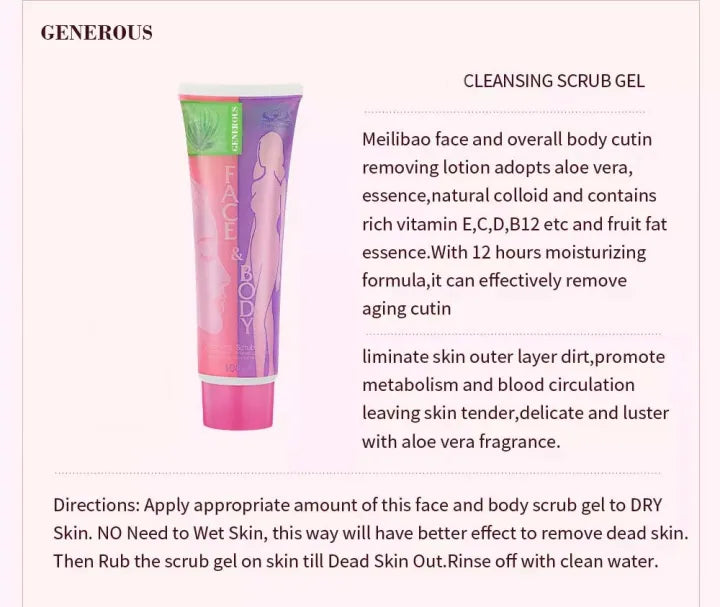 Face and Body Brightening & Exfoliating Cleansing Scrub Gel