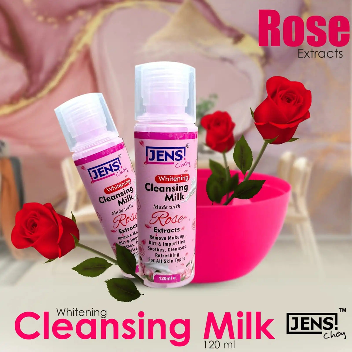 Jens Choy Whitening Cleansing Milk Enriched with Rose Extracts