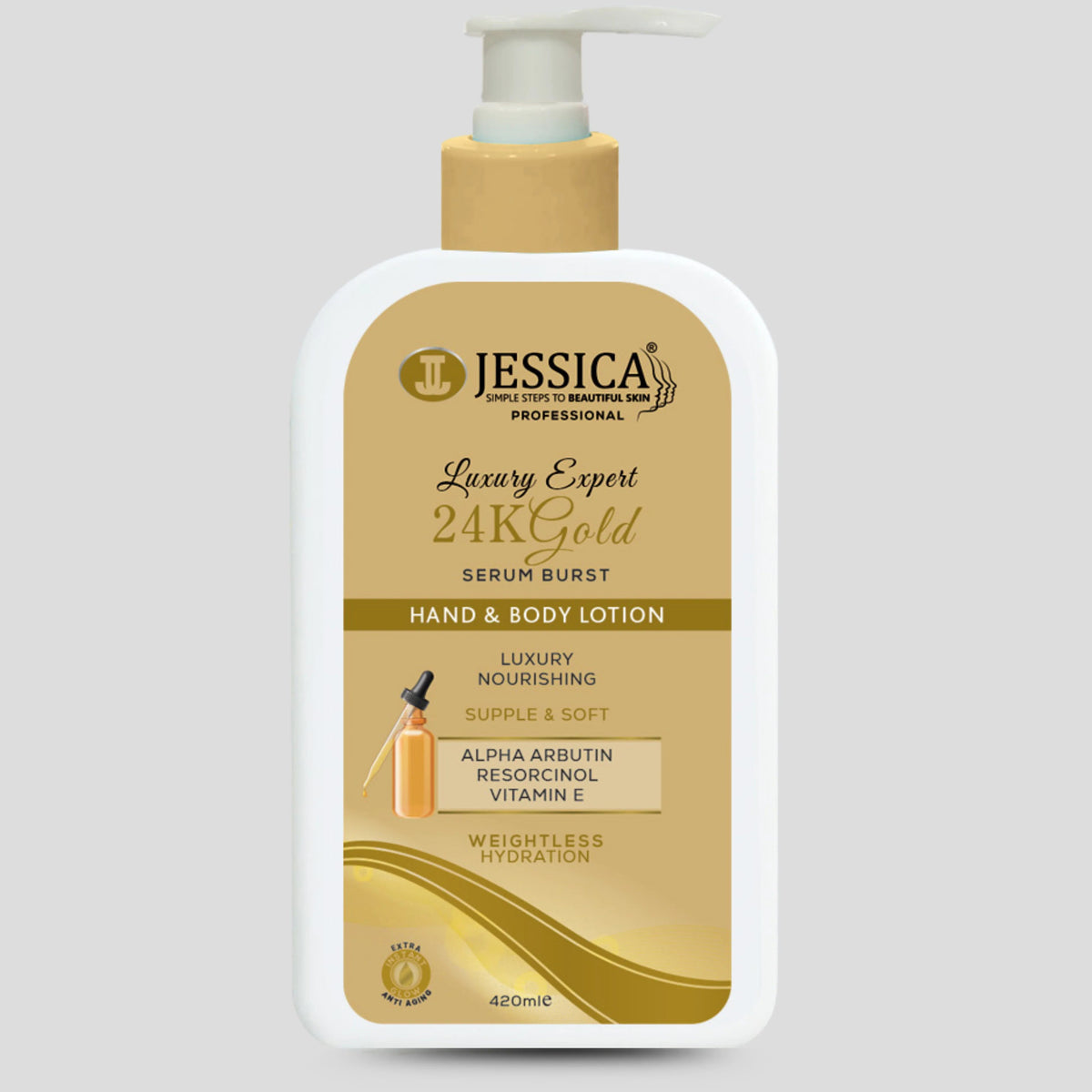 Jessica 24K Gold Lotion Serum Burst Hand & Body Lotion - 420ml