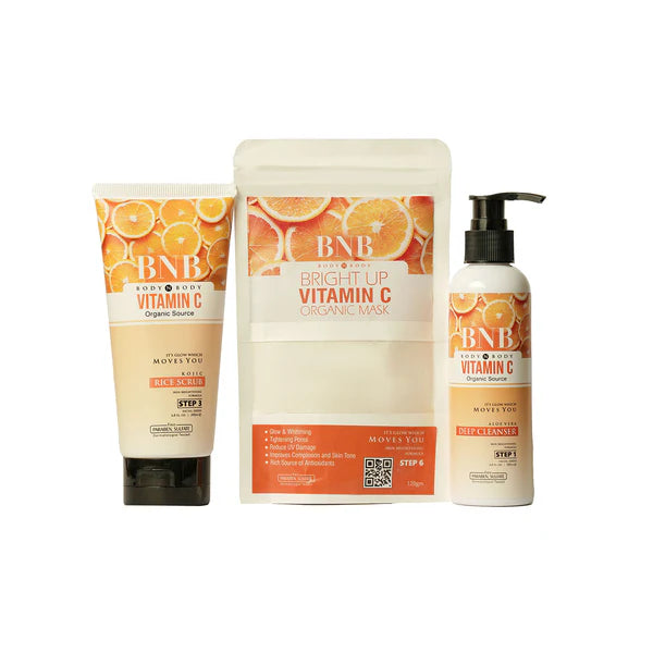 BNB Vitamin C BRIGHT UP KIT (Cleanser 200ml+ Scrub 200ml + Mask 120gm)