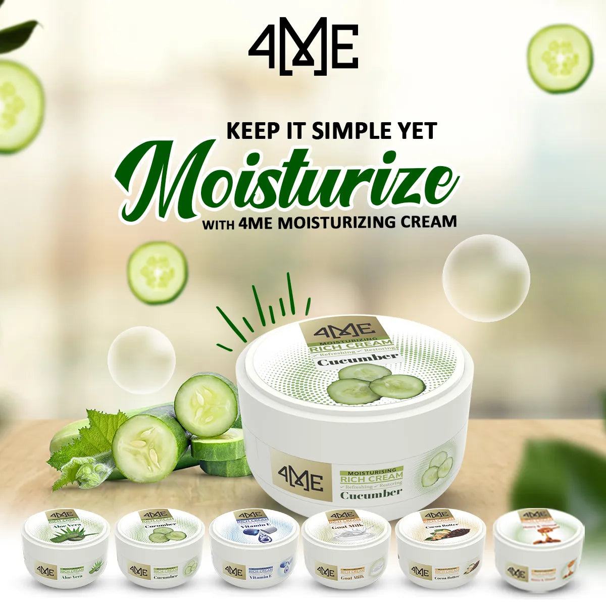 4ME Rich Moisturizing Cream Cucumber 200ml