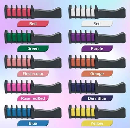 10 Pcs of Colorful Hair Dye Comb Set - Hair Chalks