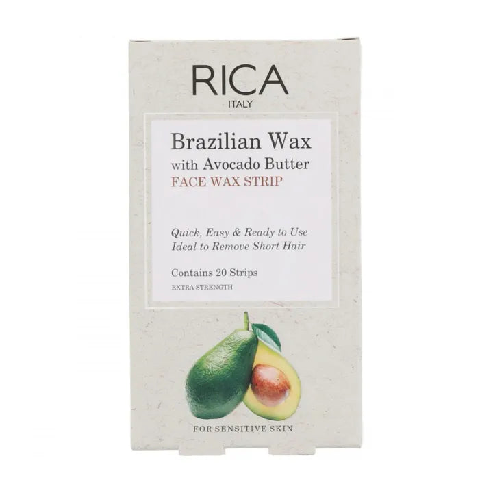 Rica Avocado Cold Face Wax Strip, All Skin Types, 20-Pack