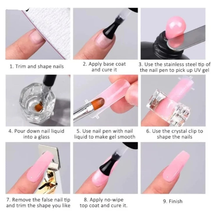 Nail Art UV Quick Extension Poly Gel Nail Kit