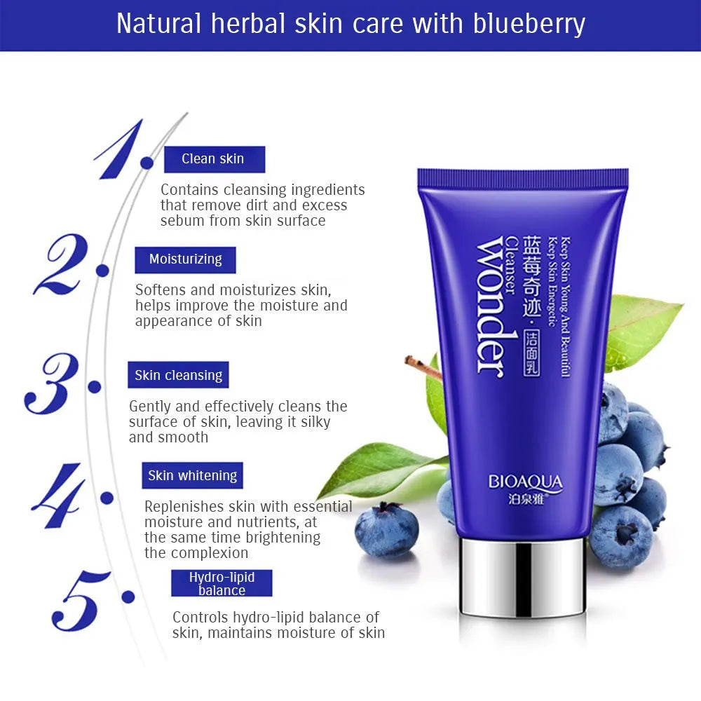 BIOAQUA Blueberry Wonder Skin Nutritional Cleansing  Moisturizing Cleanser 100g