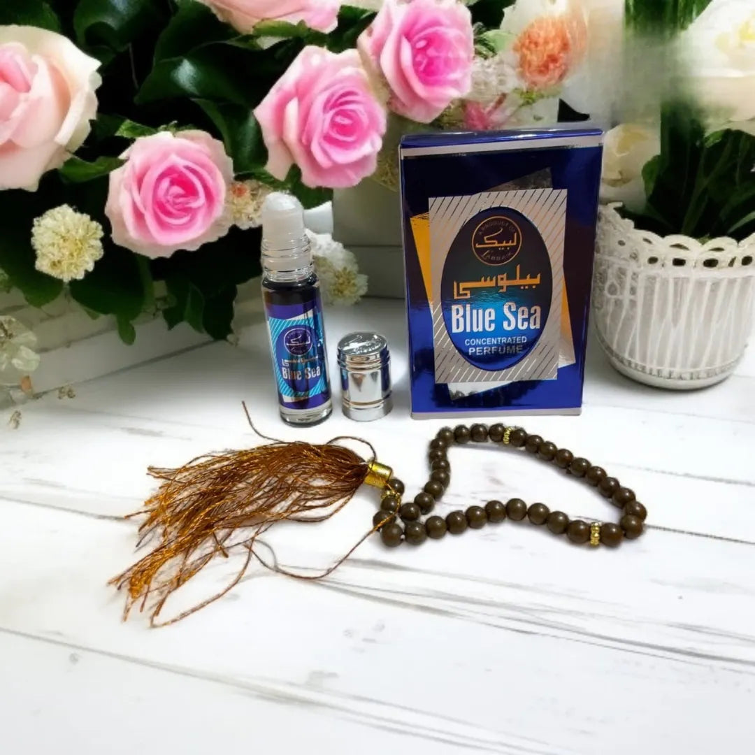 Blue Sea Attar With Tasbeeh Alcohol-Free Fragrance - 6ml