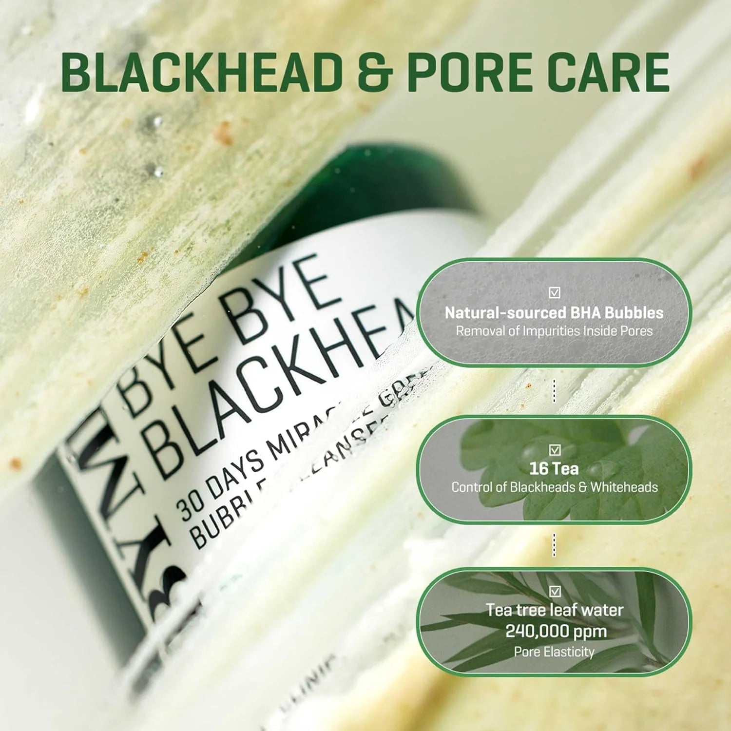 Some By Mi Bye Bye Blackhead 30 Days Miracle Green Tea Tox Bubble Cleanser 120g