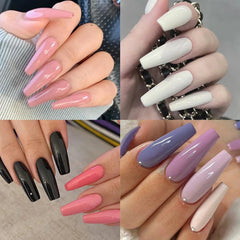 576Pcs False Nails Tips Short Coffin Almond French Artificial Nails Box (with Free Nail Jelly Glue Sticker + Nail Glue))