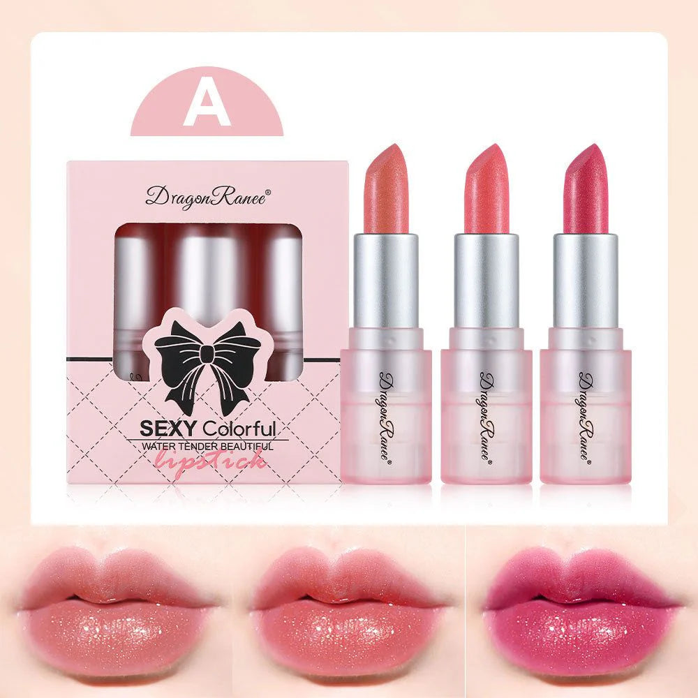 3 Pcs Dragon Ranee Pearlescent Glitter Lipstick Set
