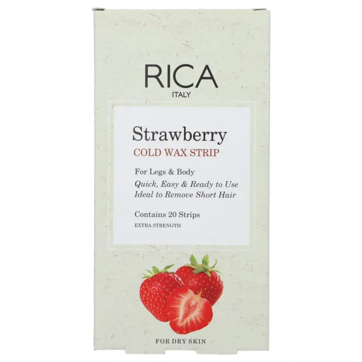 RICA Strawberry Legs & Body Dry Skin Cold Wax Strip 20-Pack