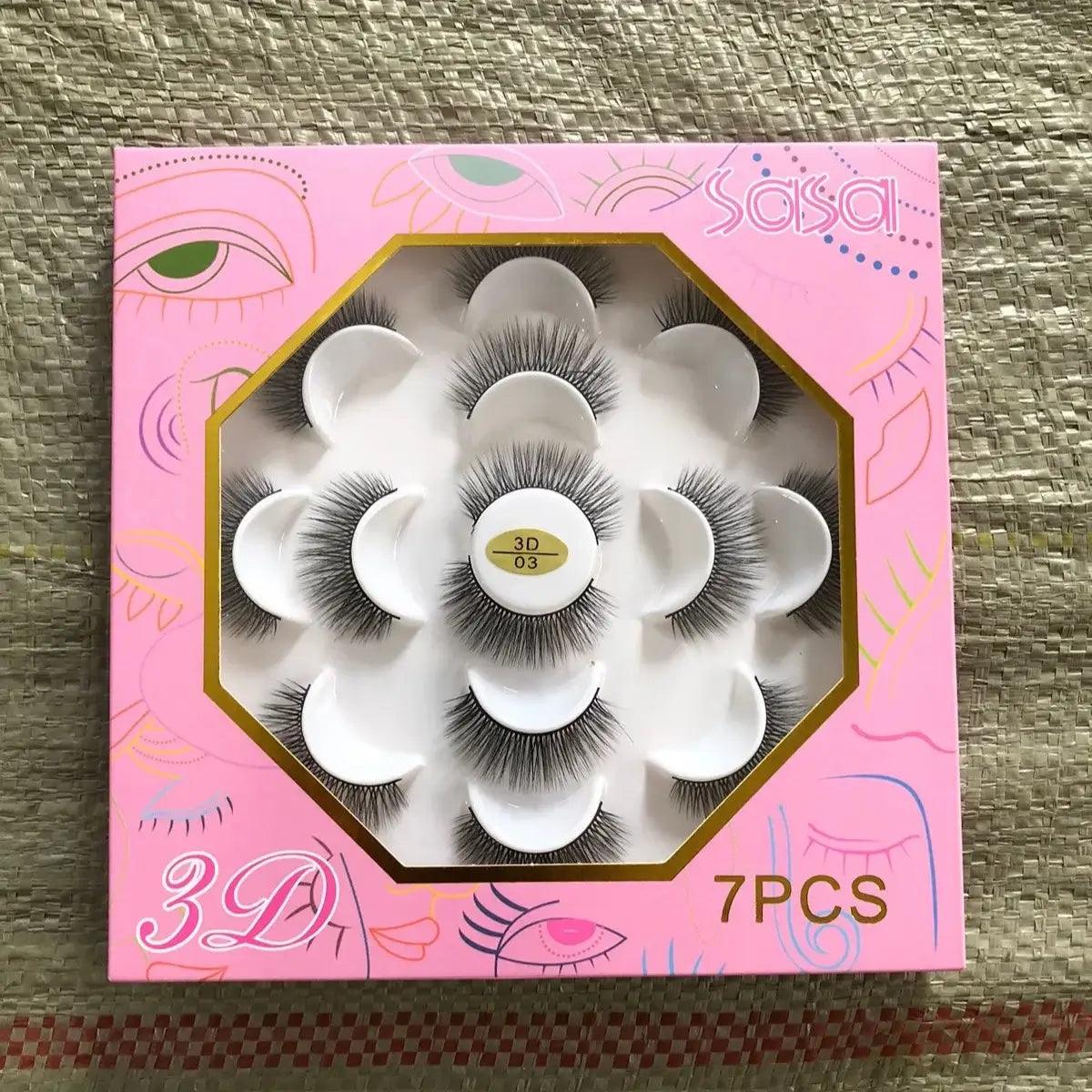 Sasa 3D Eyelashes Pack of 7 pcs Ameena.pk