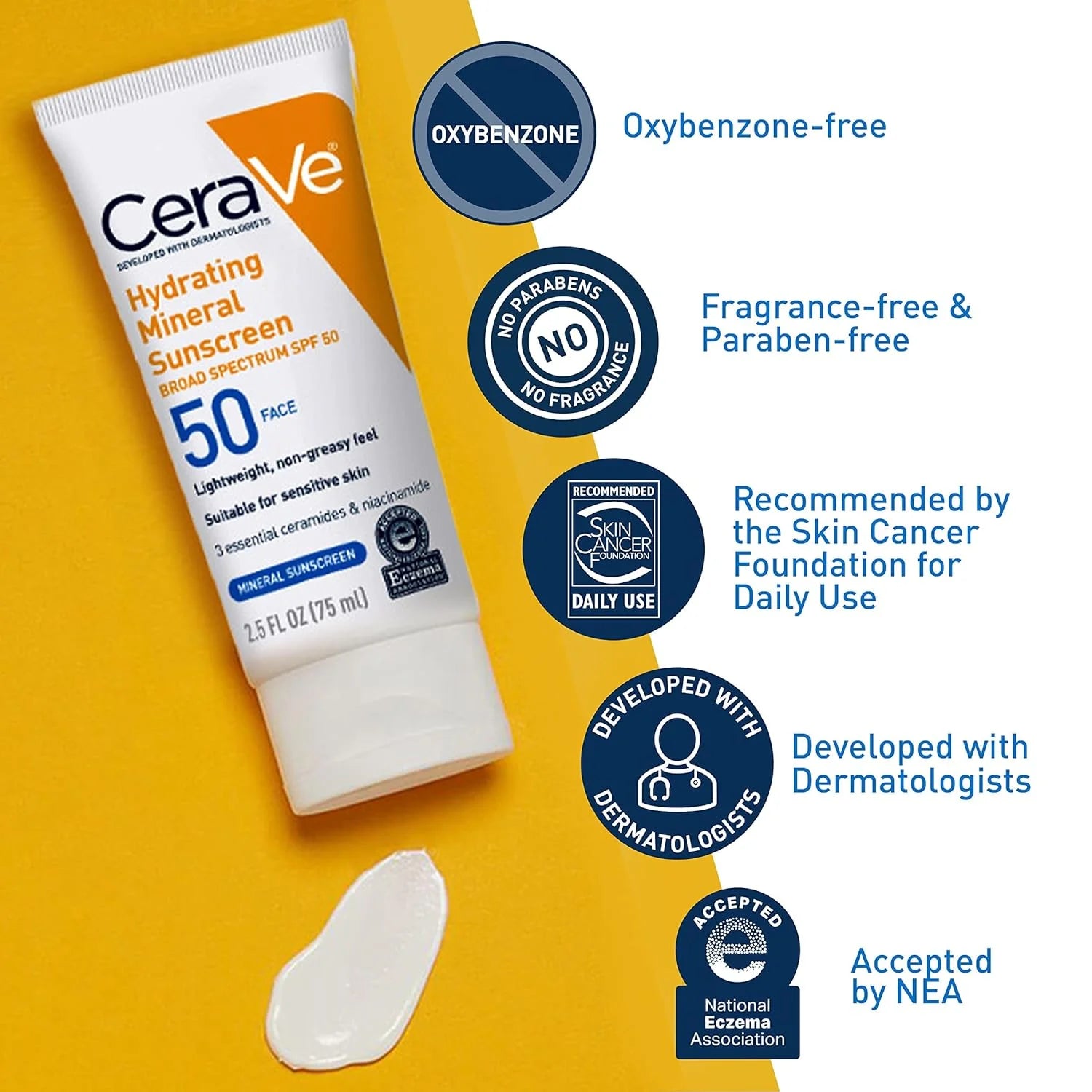 Cerave Hydrating Mineral Sunscreen SPF 50 Face Lotion 75ml