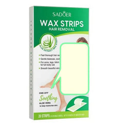 Sadoer Aloe Vera Hair Removal Wax Strips (10 Double Sided Strips)