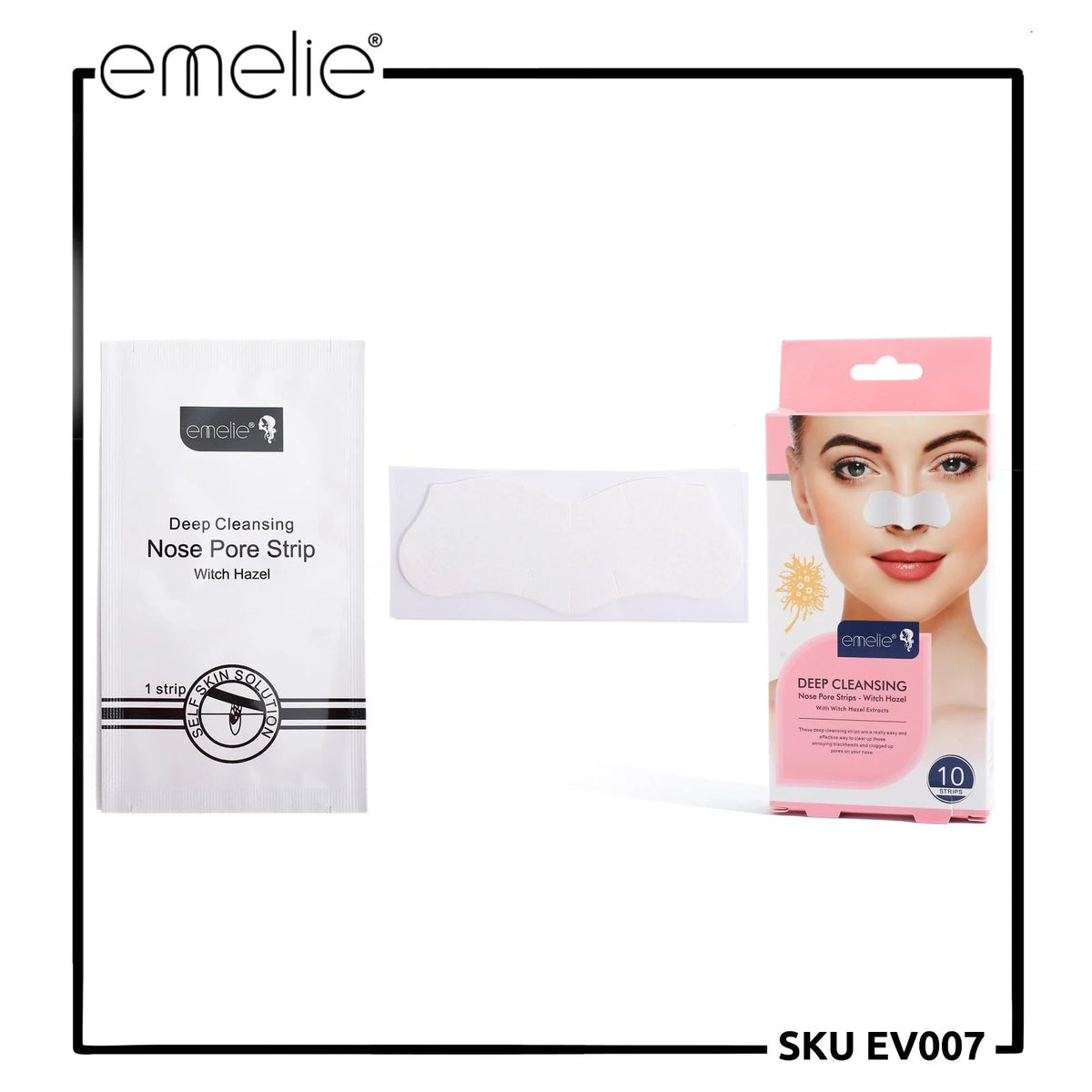 Emelie Deep Cleansing Nose Pore Strips With Witch Hazel Extracts (10 Strips)