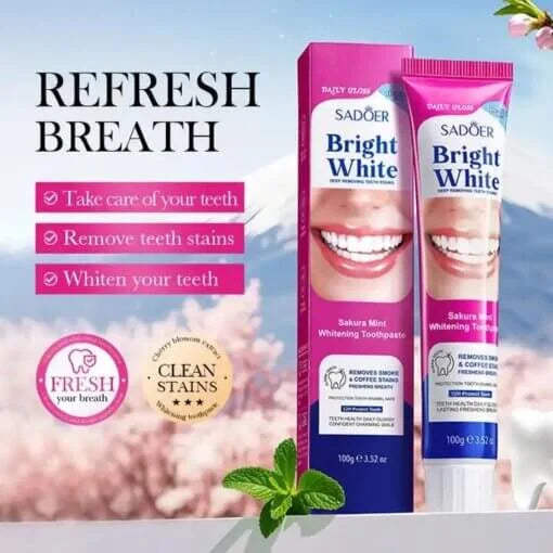 Sadoer Bright White Sakura Mint Whitening Toothpaste 100g