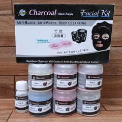 Charcoal Facial Kit (6 x 100 ML) / High Quality Charcoal Facial Kit Set