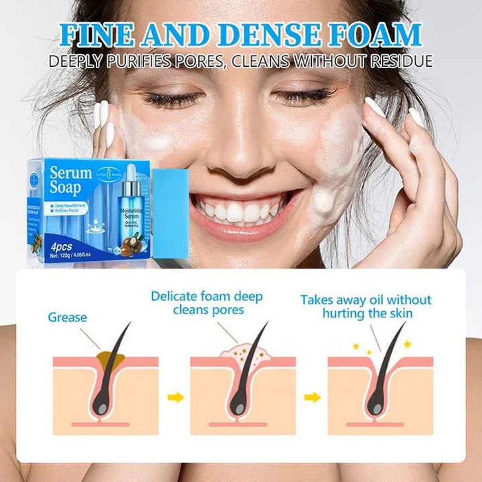 Aichun Beauty 4pcs Hyaluronic Acid Serum Moisturizing Face Body Cleaning Bar Soap 120g