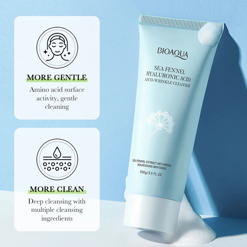 BIOAQUA Sea Fennel Hyaluronic Acid Foaming Facial Cleanser - 100ml
