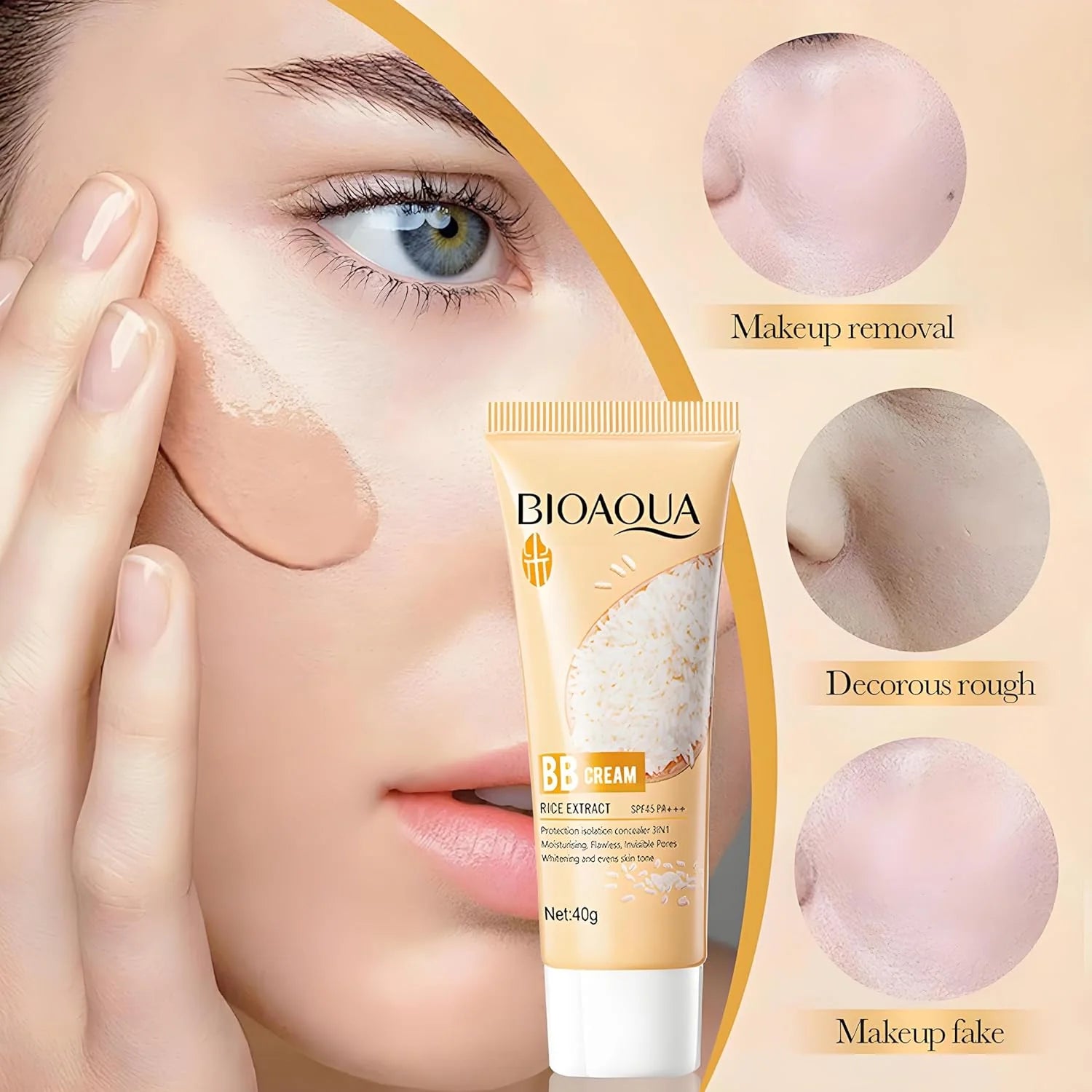 Bioaqua Rice Raw Pulp BB Cream Rice Extract SPF45 Pa+++  -  40g