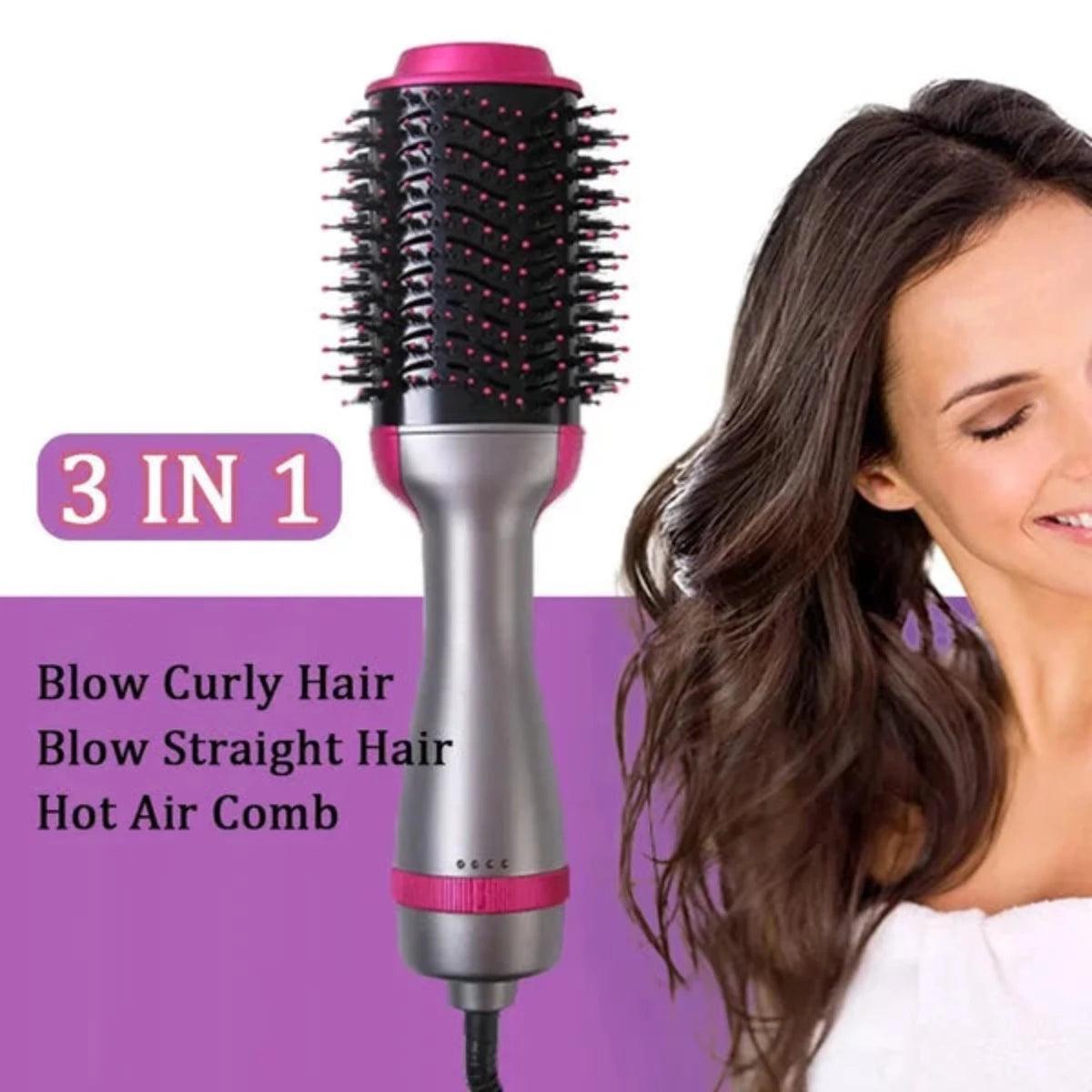 One Step Hot Air Brush (Dryer + Straightener with Gift Hair Hold Spray – Ameena.pk