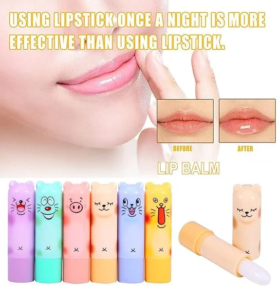 Cartoon Moisturize Colorless Lip Balm (6 Pcs) Set