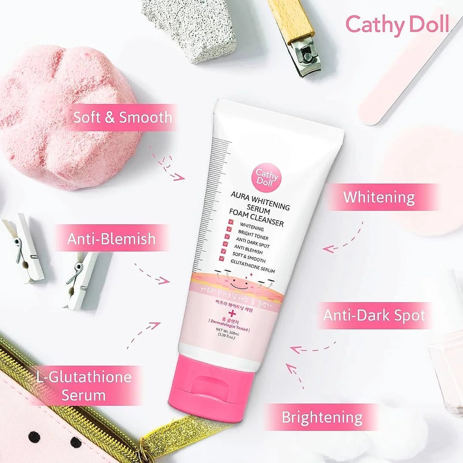 Cathy Doll Aura Whitening Serum Foam Cleanser 100ml