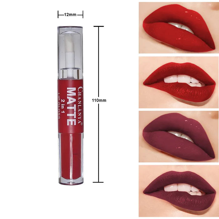 Chanlanya Pack of 2 .Matte 2 in1 Lip Gloss