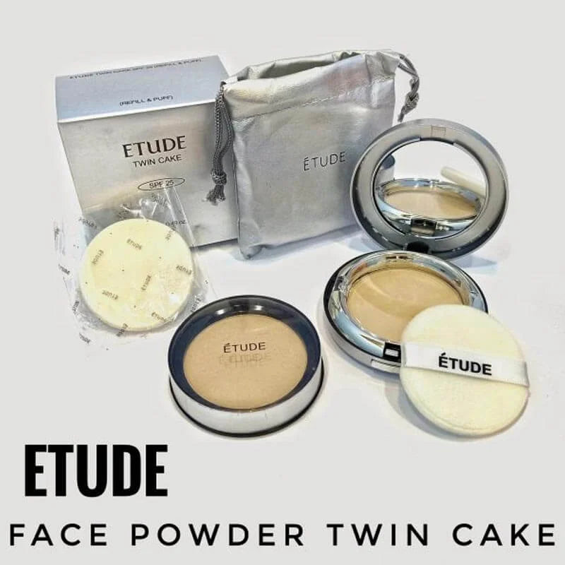 Etude Twin Cake Face Powder Foundation Base With Refill