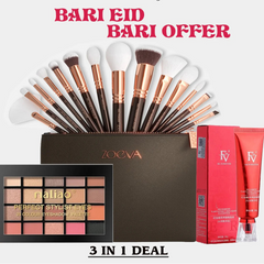 FV Liquid Foundation + Maliao 20 Color Eyeshadow Palette + Zoeva 15Pcs Brush Set Deal