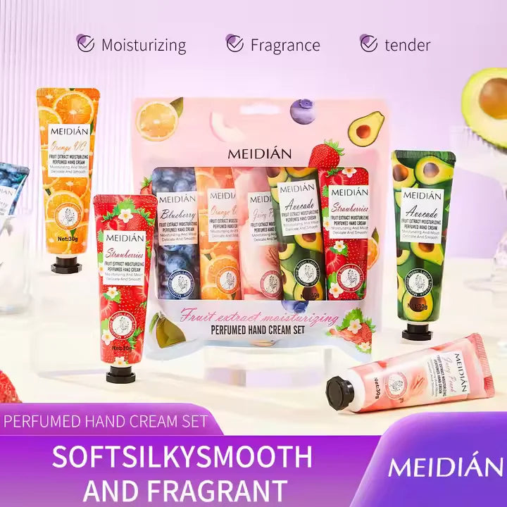 Meidian Fruit Extract Moisturizing Perfumed Hand Cream Set (Pack of 5)