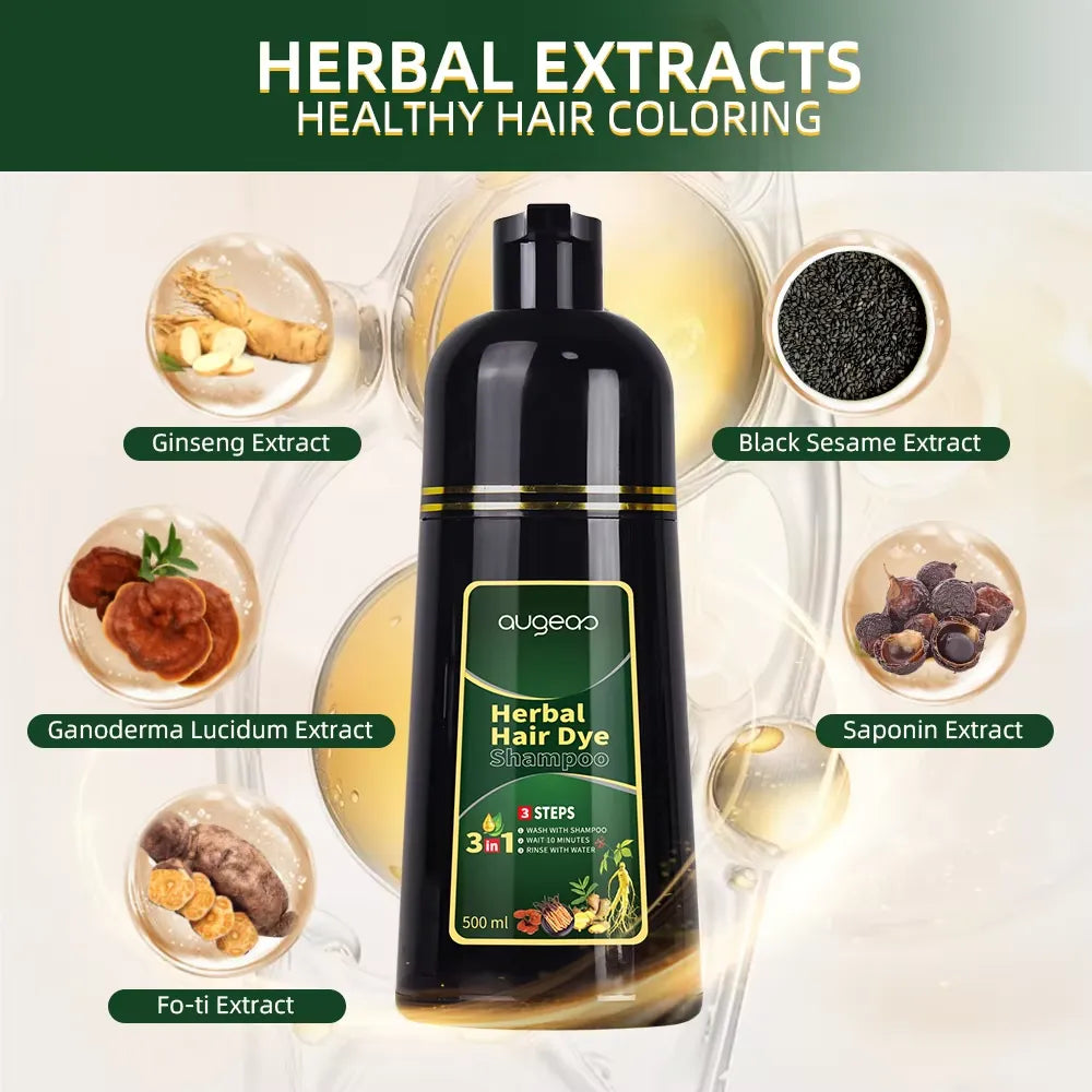 AUGEAS 3-in-1 Herbal Hair Color Shampoo – 500ml