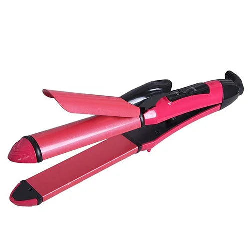 Kemei 2 in 1 Hair Straightener and Curling Iron Clipper Wand