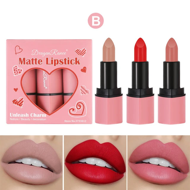 3Pcs Dragon Ranee Matte Unleash Lipstick