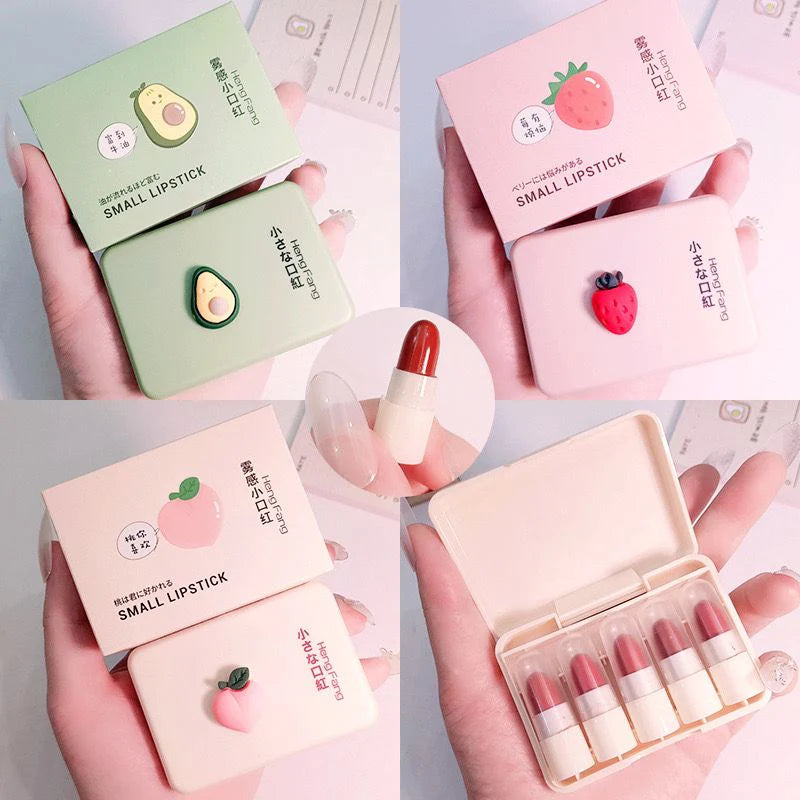 HengFang 5Pcs Long Lasting Moiturizing Matte Mini Lipistick Set